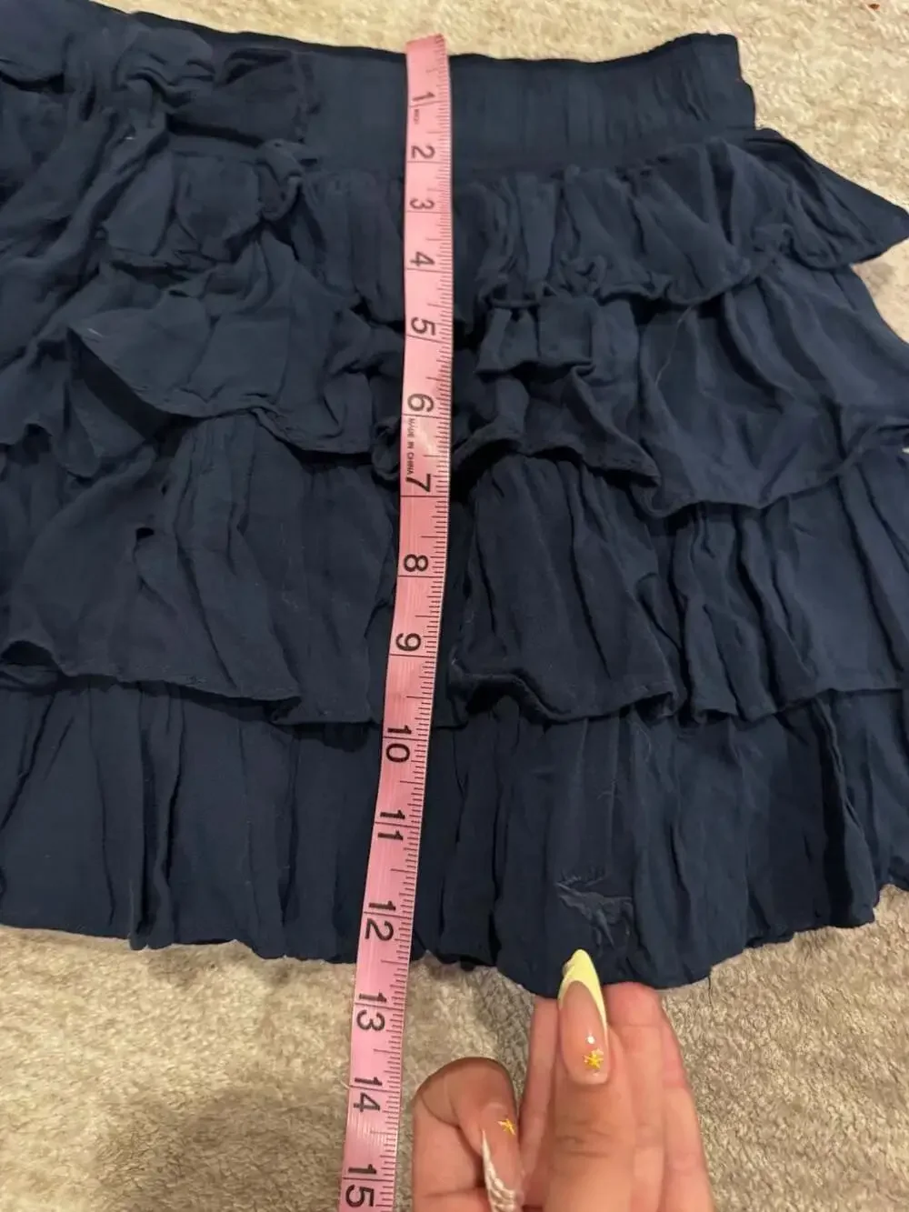 Abercrombie Kids Girls Navy Blue Triple Tiered Ruffle Mini Skirt Size Medium